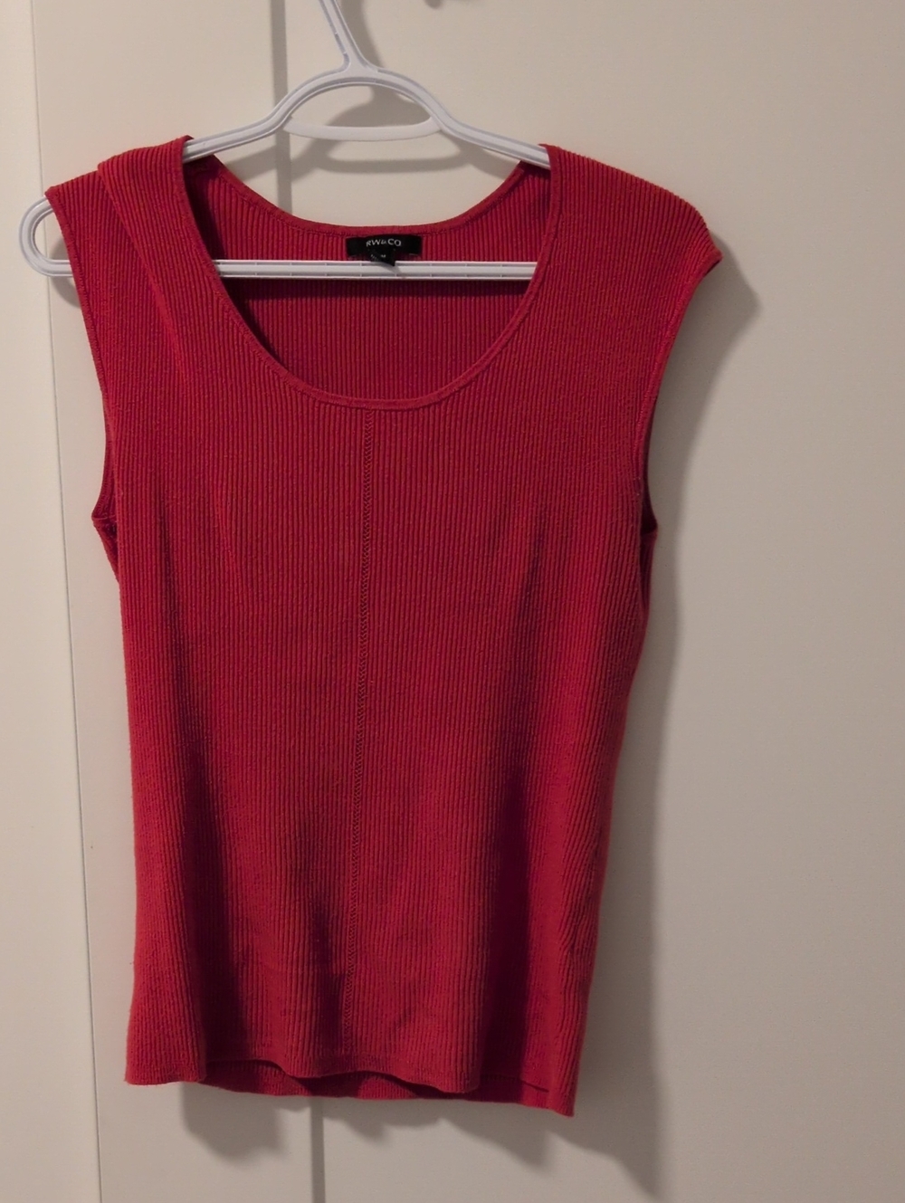 RW & CO Ribbed Scoop Tank in Coral